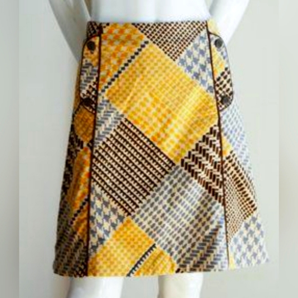 (M)🌟Host Pick🌟🔥ANTHROPOLOGIE🌟🔥Mavae Plaid Velvet Skirt W14.5"×L20" - Picture 4 of 14